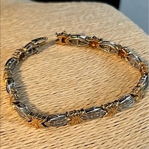 ROGERS & HOLLANDS AUTHENTIC 14K GOLD WHITE DIAMONDS BRACELET